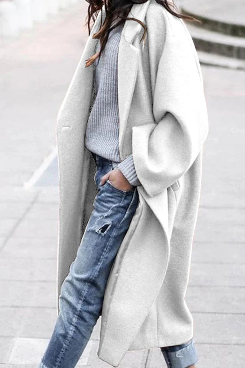 Casual Solid Button Turndown Collar Outerwear E710889