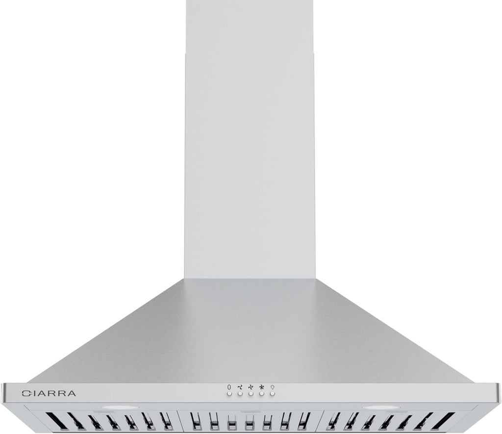 30 inch 450 CFM Chimney-Style Wall Mount Range Hood with Stainless Steel Baffle Filters A2003