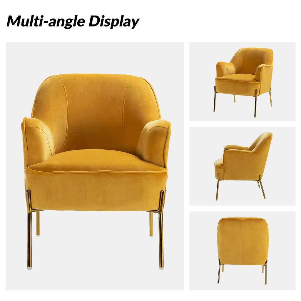 Velvet Accent Chair with Golden Legs Set of 2 B586282