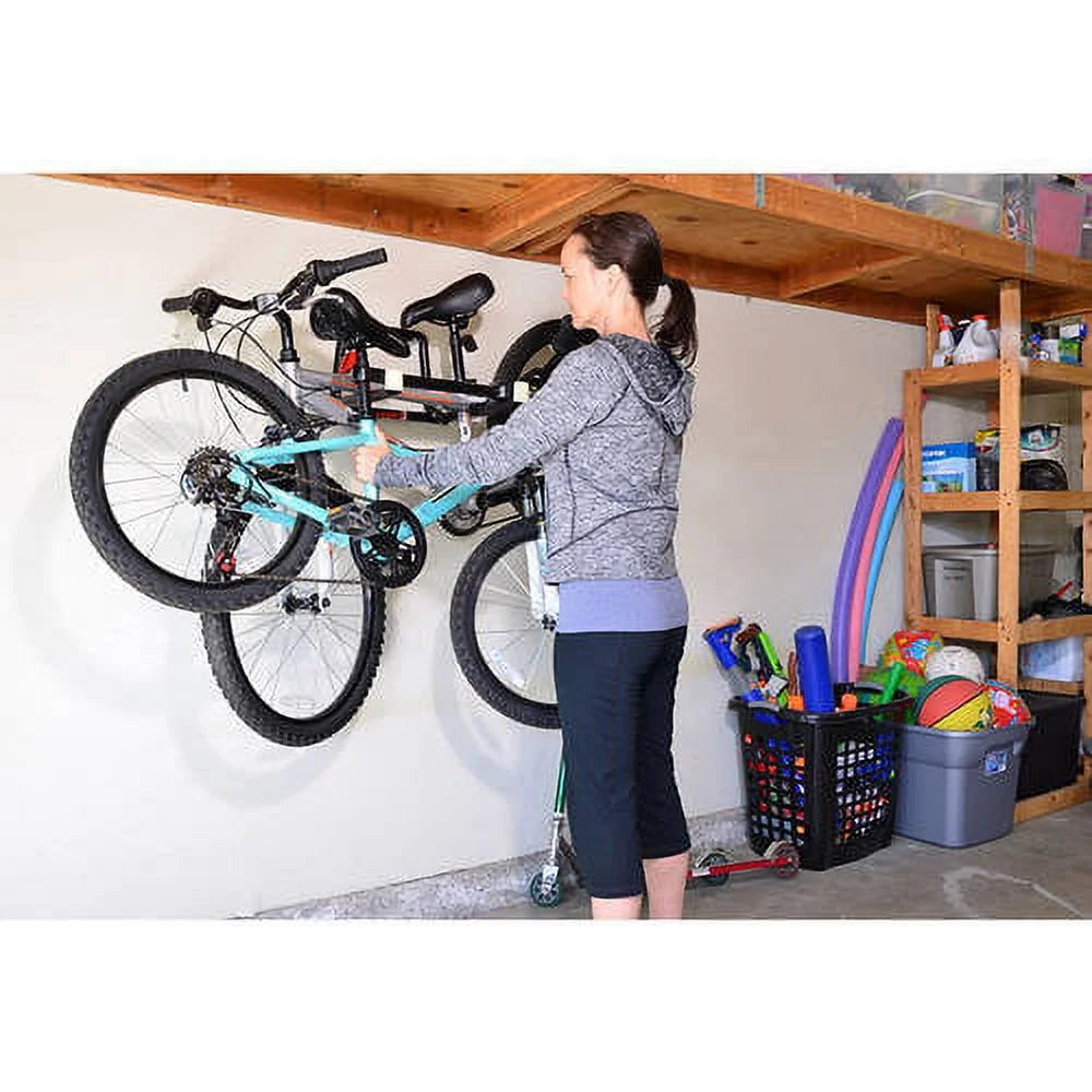 Wall-Mounted 2-Bicycle Folding Storage Bike Rack N477